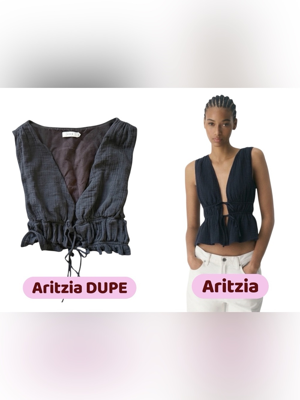 Lush‎ Cotton tie-front top with a ruffled and ruched hem and v-neckline - Picture 3 of 10